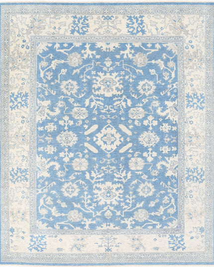 Oushak 8' 1" X 9' 9" Hand Knotted Wool Rug 8' 1" X 9' 9" (246 X 297) / Blue / Wool