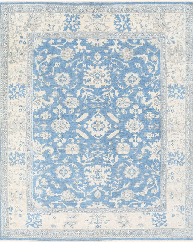 Oushak 8' 1" X 9' 9" Hand Knotted Wool Rug 8' 1" X 9' 9" (246 X 297) / Blue / Wool
