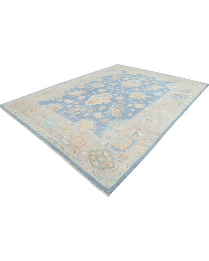 Oushak 9' 10" X 13' 6" Hand Knotted Wool Rug 9' 10" X 13' 6" (300 X 411) / Blue / Wool