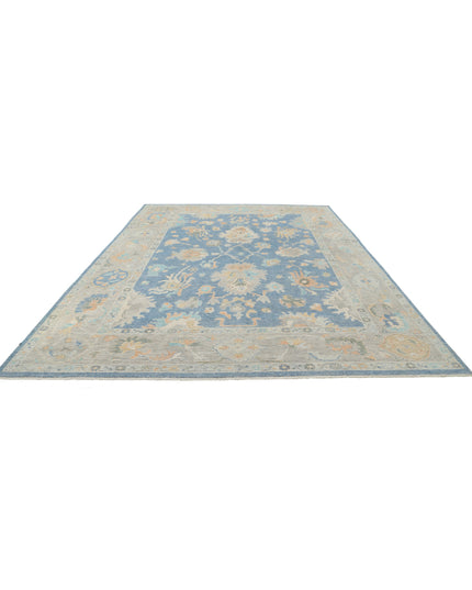 Oushak 9' 10" X 13' 6" Hand Knotted Wool Rug 9' 10" X 13' 6" (300 X 411) / Blue / Wool