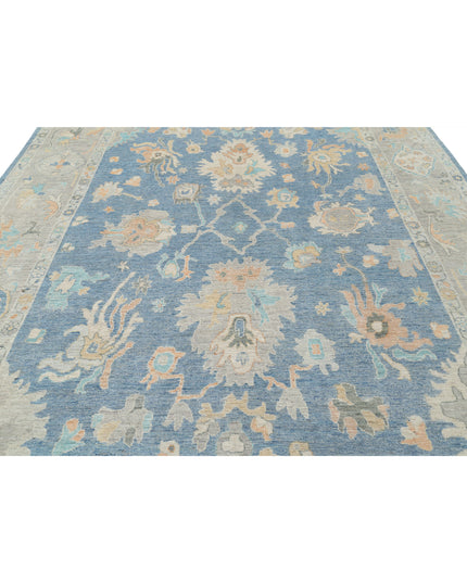 Oushak 9' 10" X 13' 6" Hand Knotted Wool Rug 9' 10" X 13' 6" (300 X 411) / Blue / Wool