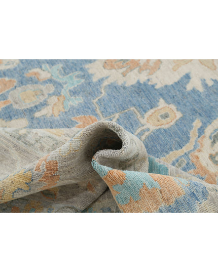 Oushak 9' 10" X 13' 6" Hand Knotted Wool Rug 9' 10" X 13' 6" (300 X 411) / Blue / Wool