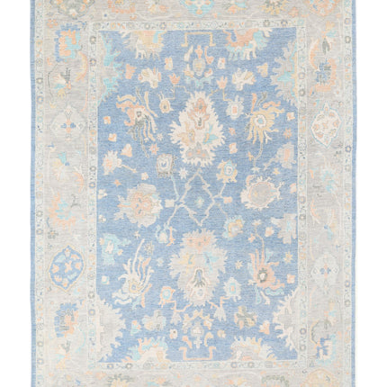 Oushak 9' 10" X 13' 6" Hand Knotted Wool Rug 9' 10" X 13' 6" (300 X 411) / Blue / Wool