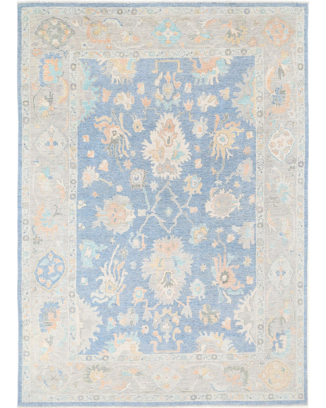 Oushak 9' 10" X 13' 6" Hand Knotted Wool Rug 9' 10" X 13' 6" (300 X 411) / Blue / Wool