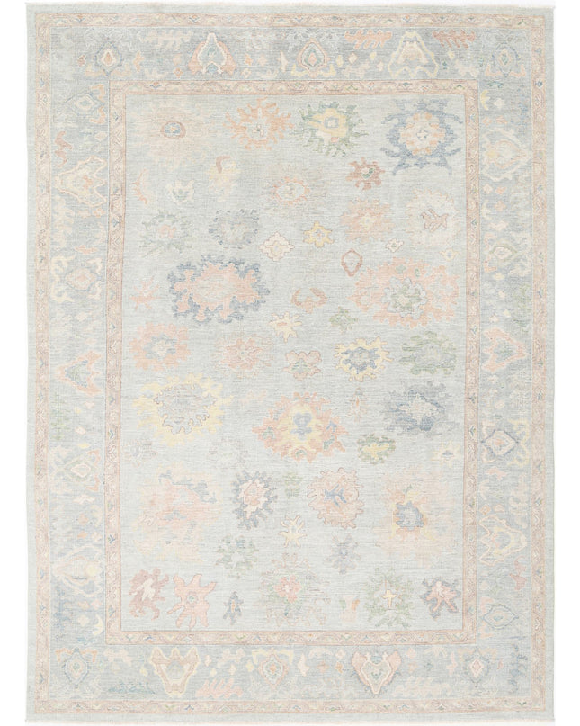 Oushak 9' 11" X 13' 7" Hand Knotted Wool Rug 9' 11" X 13' 7" (302 X 414) / Blue / Wool