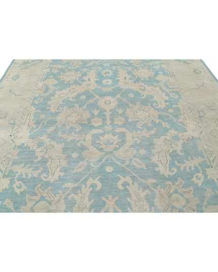 Oushak 9' 11" X 13' 5" Hand Knotted Wool Rug 9' 11" X 13' 5" (302 X 409) / Green / Wool