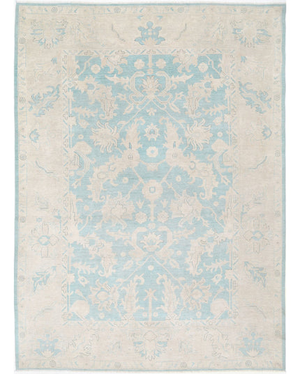 Oushak 9' 11" X 13' 5" Hand Knotted Wool Rug 9' 11" X 13' 5" (302 X 409) / Green / Wool
