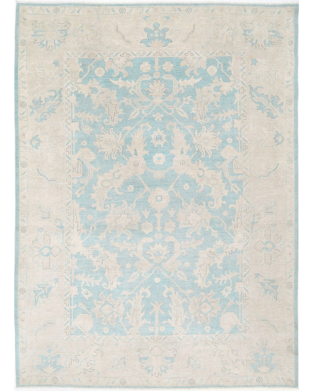 Oushak 9' 11" X 13' 5" Hand Knotted Wool Rug 9' 11" X 13' 5" (302 X 409) / Green / Wool