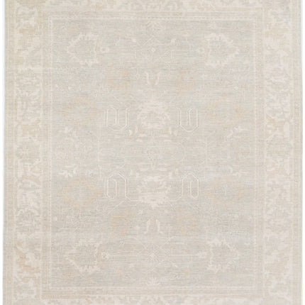 Oushak 8' 1" X 9' 6" Hand Knotted Wool Rug 8' 1" X 9' 6" (246 X 290) / Grey / Wool