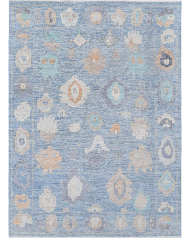 Oushak 9' 0" X 11' 11" Hand Knotted Wool Rug 9' 0" X 11' 11" (274 X 363) / Blue / Wool