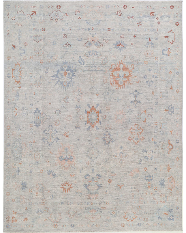 Oushak 8' 1" X 10' 2" Hand Knotted Wool Rug 8' 1" X 10' 2" (246 X 310) / Silver / Wool