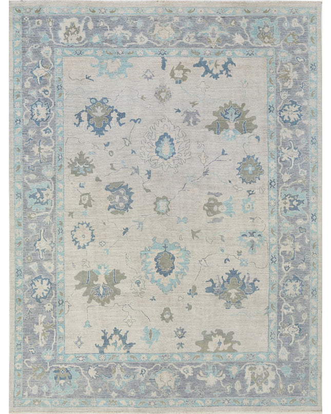 Oushak 9' 1" X 11' 9" Hand Knotted Wool Rug 9' 1" X 11' 9" (277 X 358) / Silver / Wool