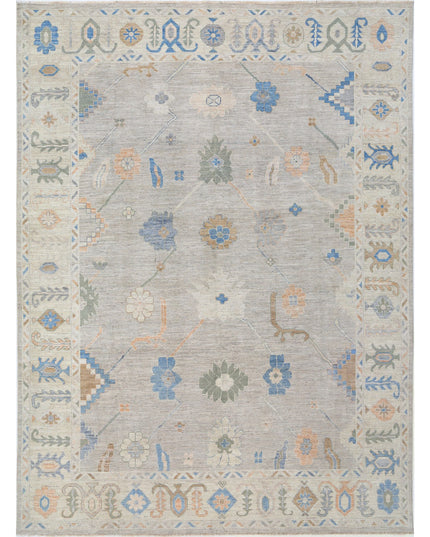 Oushak 9' 2" X 11' 11" Hand Knotted Wool Rug 9' 2" X 11' 11" (280 X 363) / Grey / Wool