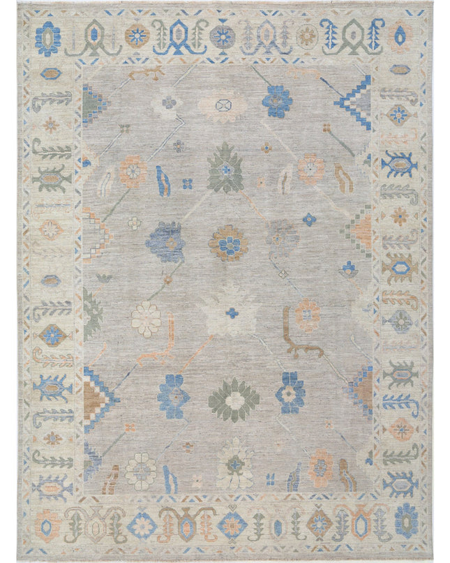Oushak 9' 2" X 11' 11" Hand Knotted Wool Rug 9' 2" X 11' 11" (280 X 363) / Grey / Wool