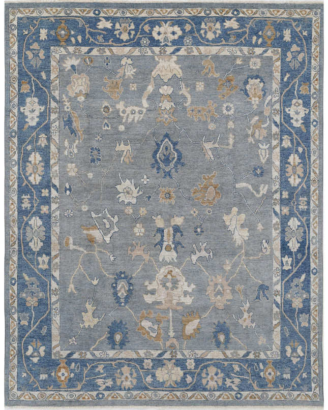 Oushak 8' 0" X 9' 10" Hand Knotted Wool Rug 8' 0" X 9' 10" (244 X 300) / Grey / Wool