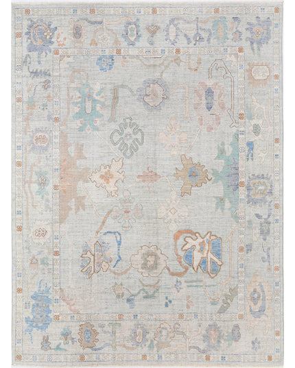 Oushak 7' 8" X 10' 0" Hand Knotted Wool Rug 7' 8" X 10' 0" (234 X 305) / Silver / Wool