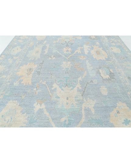 Oushak 9' 11" X 13' 10" Hand Knotted Wool Rug 9' 11" X 13' 10" (302 X 422) / Blue / Wool