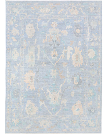 Oushak 9' 11" X 13' 10" Hand Knotted Wool Rug 9' 11" X 13' 10" (302 X 422) / Blue / Wool