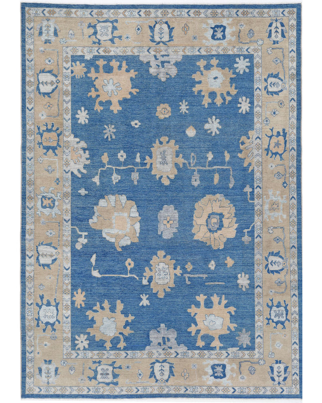Oushak 9' 10" X 13' 8" Hand Knotted Wool Rug 9' 10" X 13' 8" (300 X 417) / Blue / Wool