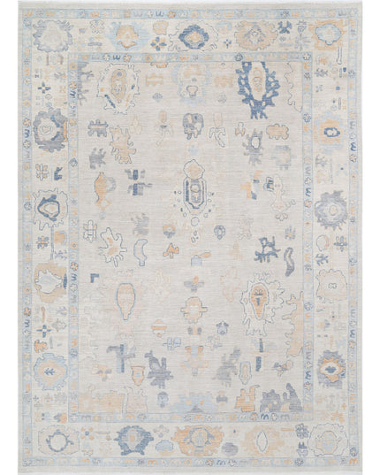 Oushak 9' 11" X 13' 9" Hand Knotted Wool Rug 9' 11" X 13' 9" (302 X 419) / Ivory / Wool