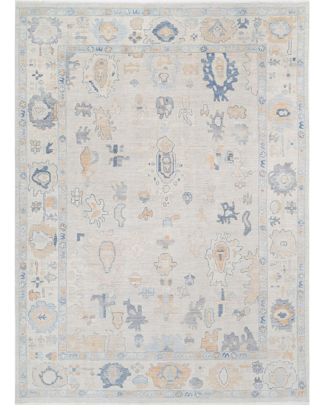 Oushak 9' 11" X 13' 9" Hand Knotted Wool Rug 9' 11" X 13' 9" (302 X 419) / Ivory / Wool