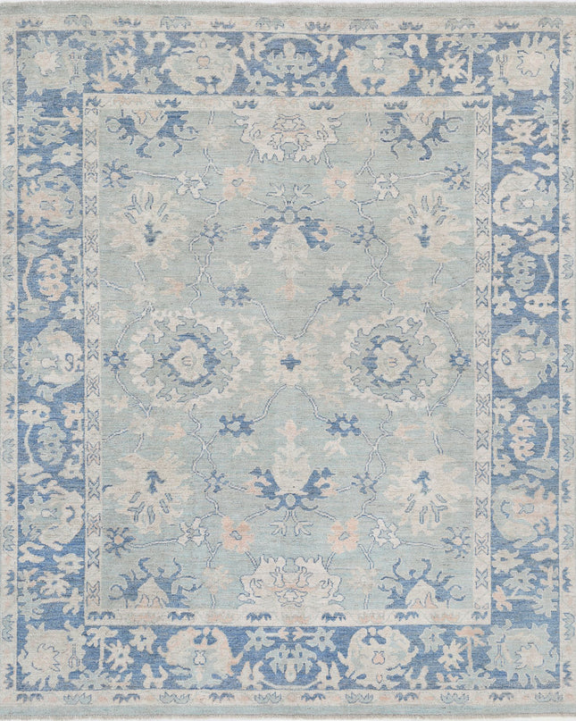 Oushak 8' 2" X 9' 10" Hand Knotted Wool Rug 8' 2" X 9' 10" (249 X 300) / Green / Wool