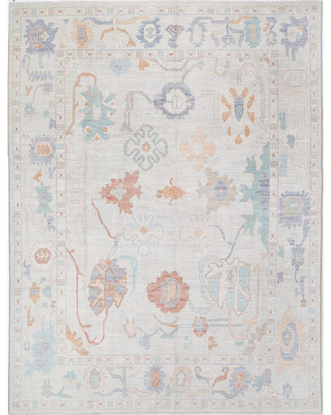 Oushak 9' 0" X 11' 11" Hand Knotted Wool Rug 9' 0" X 11' 11" (274 X 363) / Silver / Wool