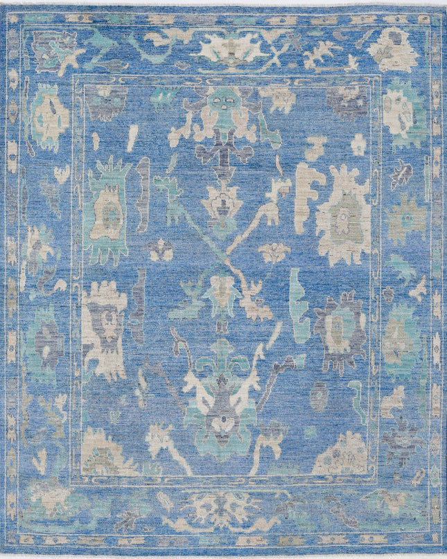 Oushak 8' 0" X 10' 0" Hand Knotted Wool Rug 8' 0" X 10' 0" (244 X 305) / Blue / Wool