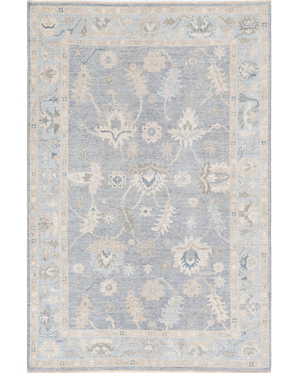 Oushak 5' 10" X 9' 0" Hand Knotted Wool Rug 5' 10" X 9' 0" (178 X 274) / Grey / Wool
