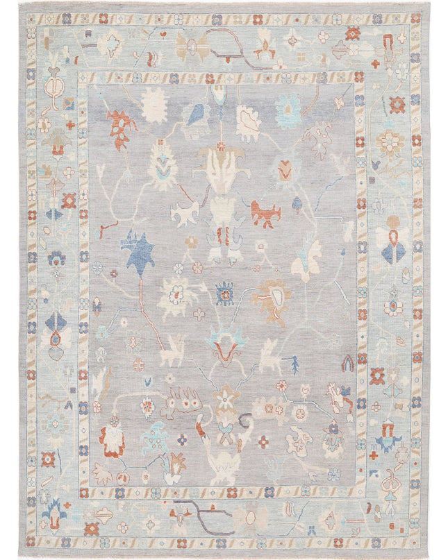 Oushak 10' 0" X 13' 6" Hand Knotted Wool Rug 10' 0" X 13' 6" (305 X 411) / Grey / Wool