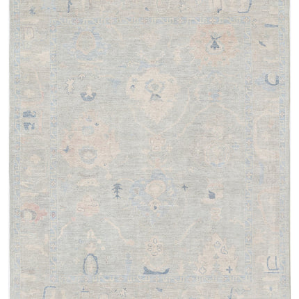 Oushak 7' 10" X 9' 9" Hand Knotted Wool Rug 7' 10" X 9' 9" (239 X 297) / Grey / Wool