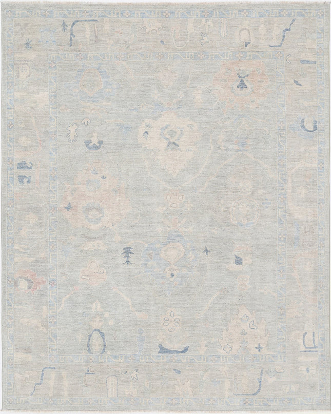 Oushak 7' 10" X 9' 9" Hand Knotted Wool Rug 7' 10" X 9' 9" (239 X 297) / Grey / Wool