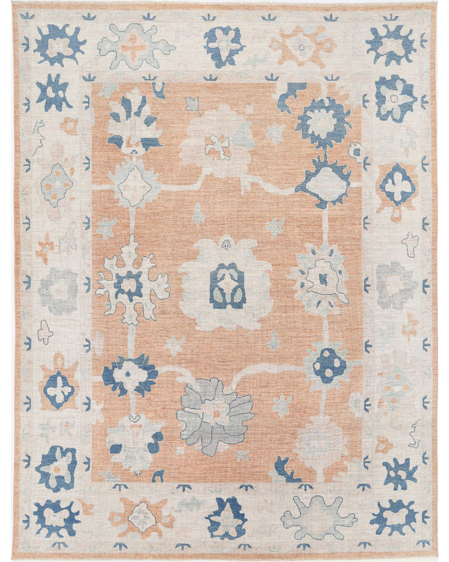 Oushak 9' 0" X 12' 0" Hand Knotted Wool Rug 9' 0" X 12' 0" (274 X 366) / Rust / Wool