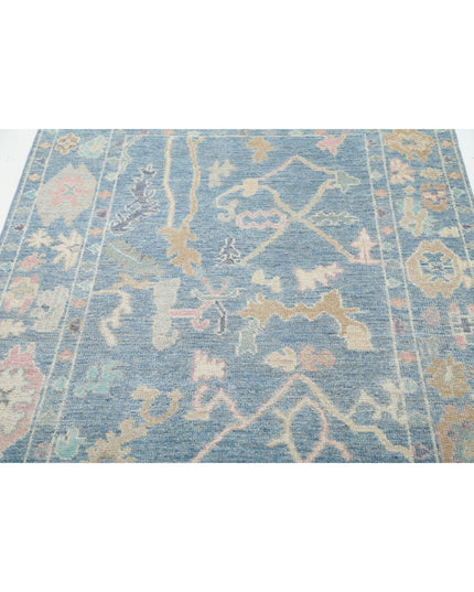 Oushak 4' 0" X 5' 10" Hand Knotted Wool Rug 4' 0" X 5' 10" (122 X 178) / Blue / Wool