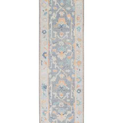Oushak 2' 10" X 9' 4" Hand Knotted Wool Rug 2' 10" X 9' 4" (86 X 284) / Grey / Wool