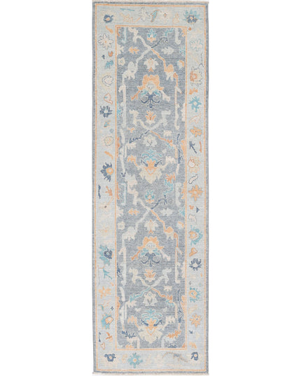 Oushak 2' 10" X 9' 4" Hand Knotted Wool Rug 2' 10" X 9' 4" (86 X 284) / Grey / Wool