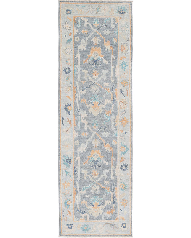 Oushak 2' 10" X 9' 4" Hand Knotted Wool Rug 2' 10" X 9' 4" (86 X 284) / Grey / Wool