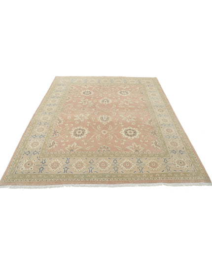 Oushak 6' 10" X 8' 5" Hand Knotted Wool Rug 6' 10" X 8' 5" (208 X 257) / Peach / Wool
