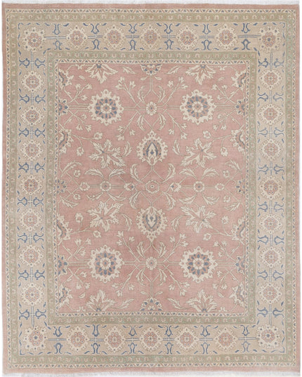 Oushak 6' 10" X 8' 5" Hand Knotted Wool Rug 6' 10" X 8' 5" (208 X 257) / Peach / Wool