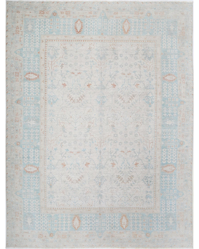 Oushak 9' 1" X 12' 2" Hand Knotted Wool Rug 9' 1" X 12' 2" (277 X 371) / Ivory / Wool