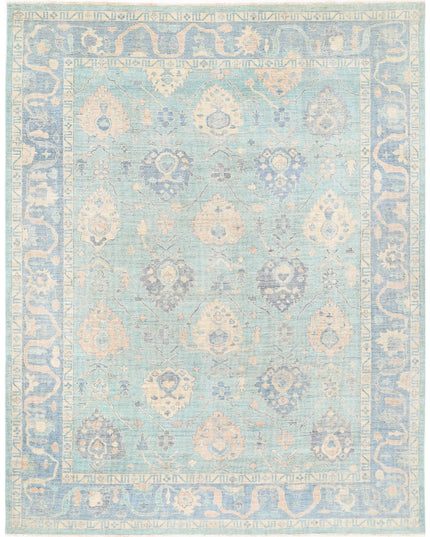 Oushak 9' 3" X 11' 9" Hand Knotted Wool Rug 9' 3" X 11' 9" (282 X 358) / Green / Wool