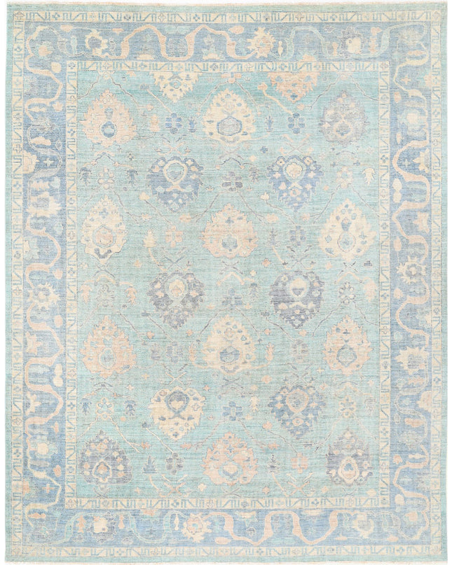 Oushak 9' 3" X 11' 9" Hand Knotted Wool Rug 9' 3" X 11' 9" (282 X 358) / Green / Wool