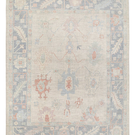 Oushak 9' 0" X 11' 7" Hand Knotted Wool Rug 9' 0" X 11' 7" (274 X 353) / Silver / Wool