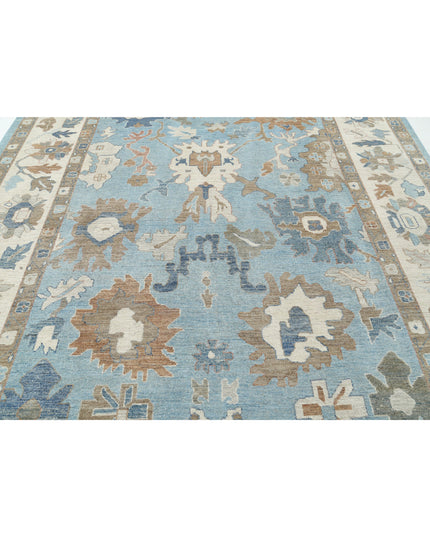 Oushak 9' 0" X 11' 10" Hand Knotted Wool Rug 9' 0" X 11' 10" (274 X 361) / Blue / Wool