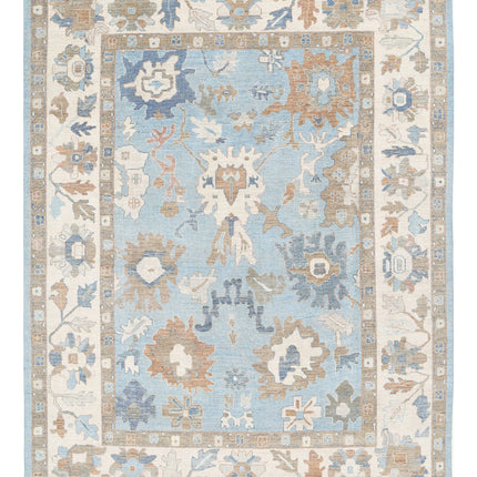 Oushak 9' 0" X 11' 10" Hand Knotted Wool Rug 9' 0" X 11' 10" (274 X 361) / Blue / Wool