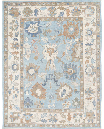 Oushak 9' 0" X 11' 10" Hand Knotted Wool Rug 9' 0" X 11' 10" (274 X 361) / Blue / Wool