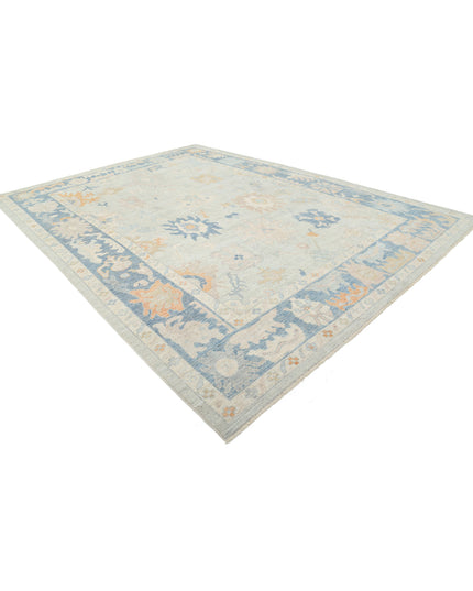 Oushak 10' 4" X 14' 2" Hand Knotted Wool Rug 10' 4" X 14' 2" (315 X 432) / Blue / Wool