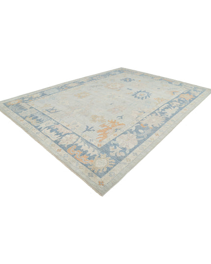 Oushak 10' 4" X 14' 2" Hand Knotted Wool Rug 10' 4" X 14' 2" (315 X 432) / Blue / Wool