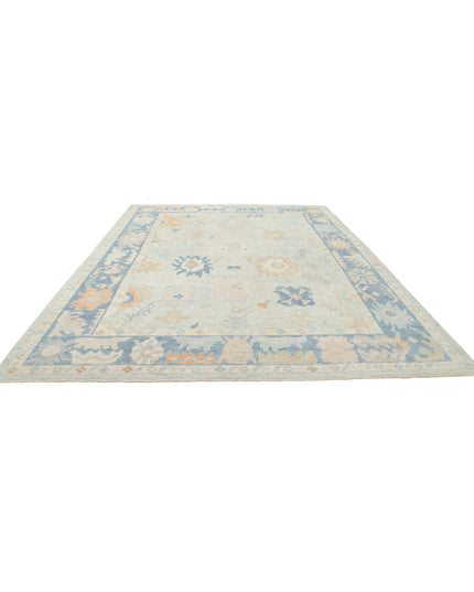 Oushak 10' 4" X 14' 2" Hand Knotted Wool Rug 10' 4" X 14' 2" (315 X 432) / Blue / Wool