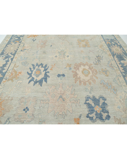 Oushak 10' 4" X 14' 2" Hand Knotted Wool Rug 10' 4" X 14' 2" (315 X 432) / Blue / Wool